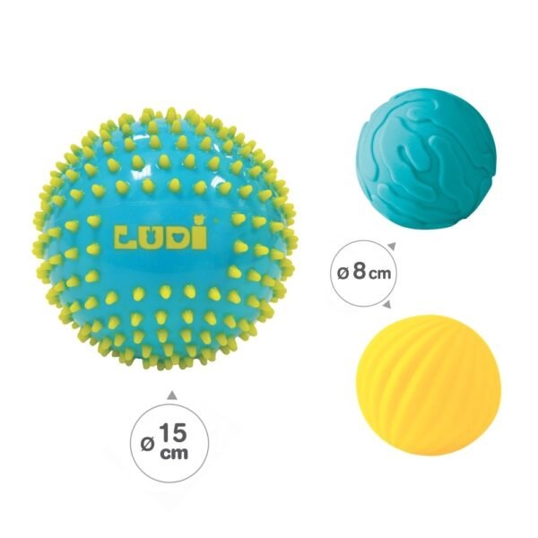 LUDI sensoriniai kamuoliukai, mėlyna ir geltona 3 vnt.