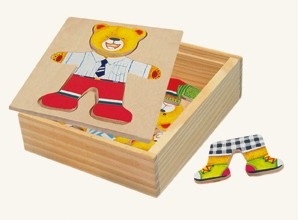 Medinė dėlionė-žaidimas "Aprenk meškutį Vilį", 3+