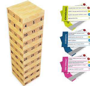 Didelis kūrybiškumo bokštas (klausimų kortelės su medinėmis kaladėlėmis)